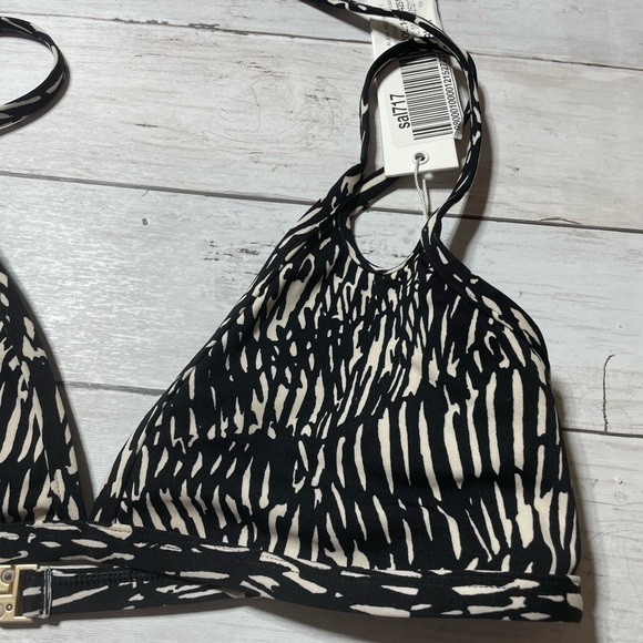 Jonathan Simkhai swim ALIANA PRINTED BIKINI TOP abstract fern S straps pattern - Picture 4 of 8